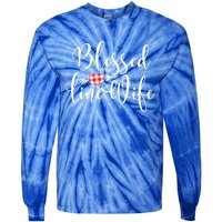 Blessed Linewife Red White Plaid Heart Line Wife Gift Tie-Dye Long Sleeve Shirt