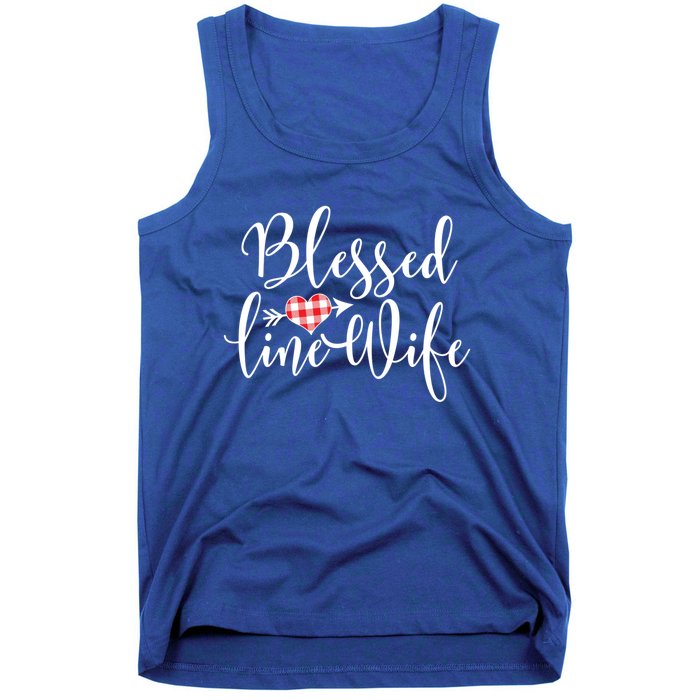 Blessed Linewife Red White Plaid Heart Line Wife Gift Tank Top