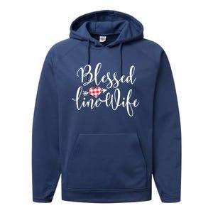 Blessed Linewife Red White Plaid Heart Line Wife Gift Performance Fleece Hoodie