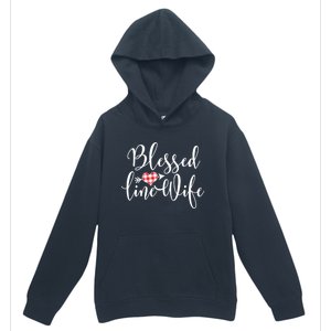 Blessed Linewife Red White Plaid Heart Line Wife Gift Urban Pullover Hoodie