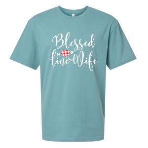 Blessed Linewife Red White Plaid Heart Line Wife Gift Sueded Cloud Jersey T-Shirt