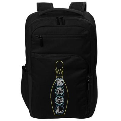 Big Lebowski Retro Neon Crown Bowling Pin Graphic Impact Tech Backpack