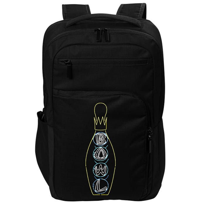 Big Lebowski Retro Neon Crown Bowling Pin Graphic Impact Tech Backpack