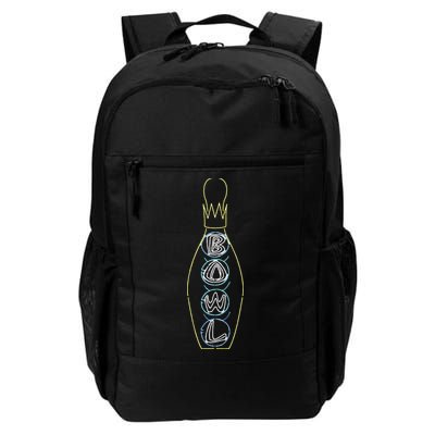 Big Lebowski Retro Neon Crown Bowling Pin Graphic Backpack