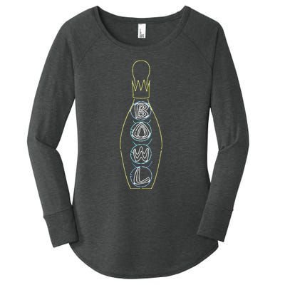 Big Lebowski Retro Neon Crown Bowling Pin Graphic Women's Perfect Tri Tunic Long Sleeve Shirt