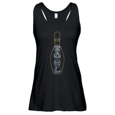 Big Lebowski Retro Neon Crown Bowling Pin Graphic Ladies Essential Flowy Tank