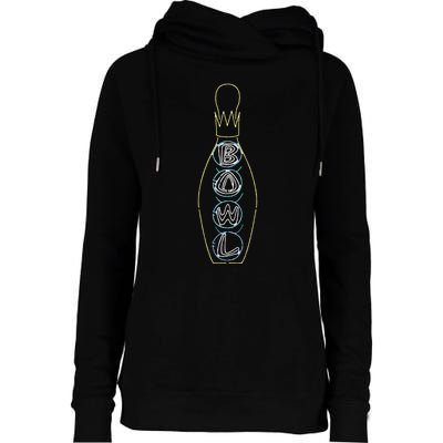 Big Lebowski Retro Neon Crown Bowling Pin Graphic Womens Funnel Neck Pullover Hood