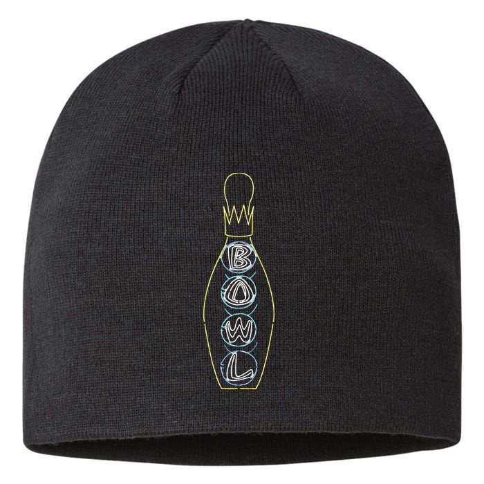 Big Lebowski Retro Neon Crown Bowling Pin Graphic Sustainable Beanie