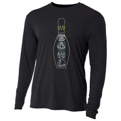 Big Lebowski Retro Neon Crown Bowling Pin Graphic Cooling Performance Long Sleeve Crew