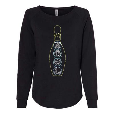 Big Lebowski Retro Neon Crown Bowling Pin Graphic Womens California Wash Sweatshirt