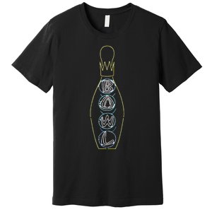 Big Lebowski Retro Neon Crown Bowling Pin Graphic Premium T-Shirt