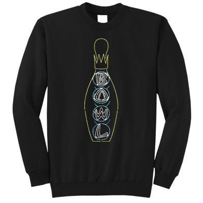 Big Lebowski Retro Neon Crown Bowling Pin Graphic Tall Sweatshirt