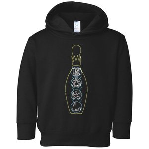 Big Lebowski Retro Neon Crown Bowling Pin Graphic Toddler Hoodie