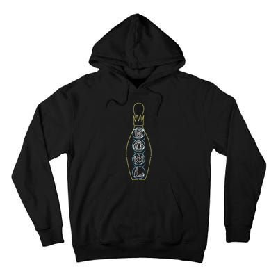 Big Lebowski Retro Neon Crown Bowling Pin Graphic Tall Hoodie