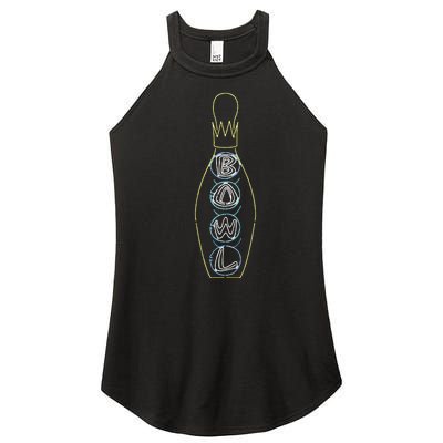 Big Lebowski Retro Neon Crown Bowling Pin Graphic Women's Perfect Tri Rocker Tank