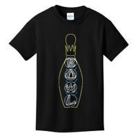 Big Lebowski Retro Neon Crown Bowling Pin Graphic Kids T-Shirt