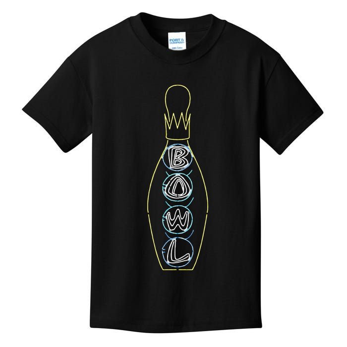 Big Lebowski Retro Neon Crown Bowling Pin Graphic Kids T-Shirt