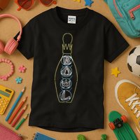 Big Lebowski Retro Neon Crown Bowling Pin Graphic Kids T-Shirt
