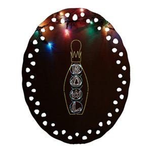 Big Lebowski Retro Neon Crown Bowling Pin Graphic Ceramic Oval Ornament