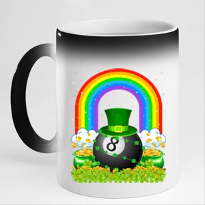 Billiards Lover Rainbow Leprechaun Billiards St Patricks Day Cool Gift 11oz Black Color Changing Mug