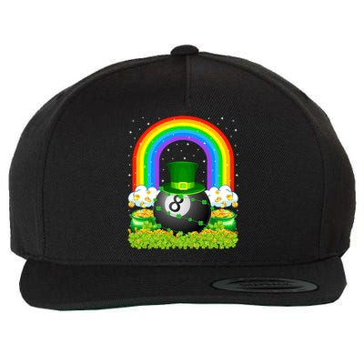 Billiards Lover Rainbow Leprechaun Billiards St Patricks Day Cool Gift Wool Snapback Cap