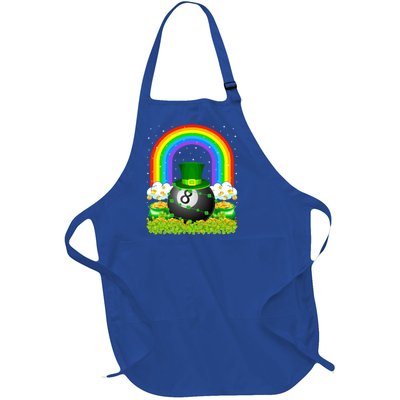 Billiards Lover Rainbow Leprechaun Billiards St Patricks Day Cool Gift Full-Length Apron With Pockets