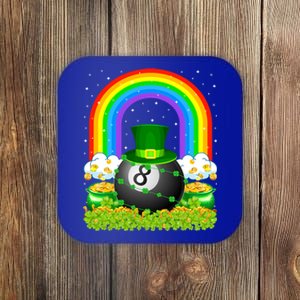 Billiards Lover Rainbow Leprechaun Billiards St Patricks Day Cool Gift Coaster