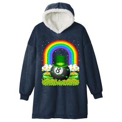 Billiards Lover Rainbow Leprechaun Billiards St Patricks Day Cool Gift Hooded Wearable Blanket