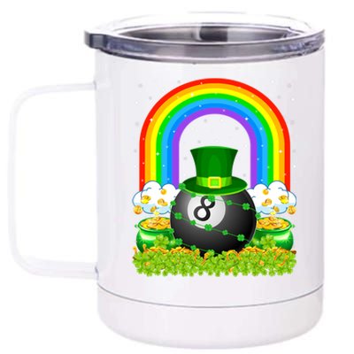 Billiards Lover Rainbow Leprechaun Billiards St Patricks Day Cool Gift 12 oz Stainless Steel Tumbler Cup