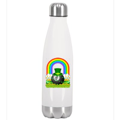 Billiards Lover Rainbow Leprechaun Billiards St Patricks Day Cool Gift Stainless Steel Insulated Water Bottle