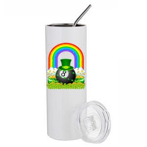 Billiards Lover Rainbow Leprechaun Billiards St Patricks Day Cool Gift Stainless Steel Tumbler