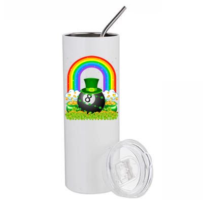 Billiards Lover Rainbow Leprechaun Billiards St Patricks Day Cool Gift Stainless Steel Tumbler