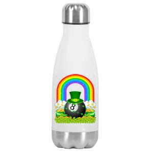 Billiards Lover Rainbow Leprechaun Billiards St Patricks Day Cool Gift Stainless Steel Insulated Water Bottle