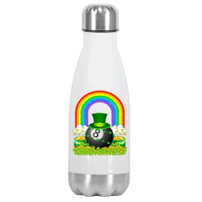 Billiards Lover Rainbow Leprechaun Billiards St Patricks Day Cool Gift Stainless Steel Insulated Water Bottle