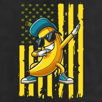Banana Lover Retro American Flag Dabbing 7 Panel Mesh Trucker Snapback Hat