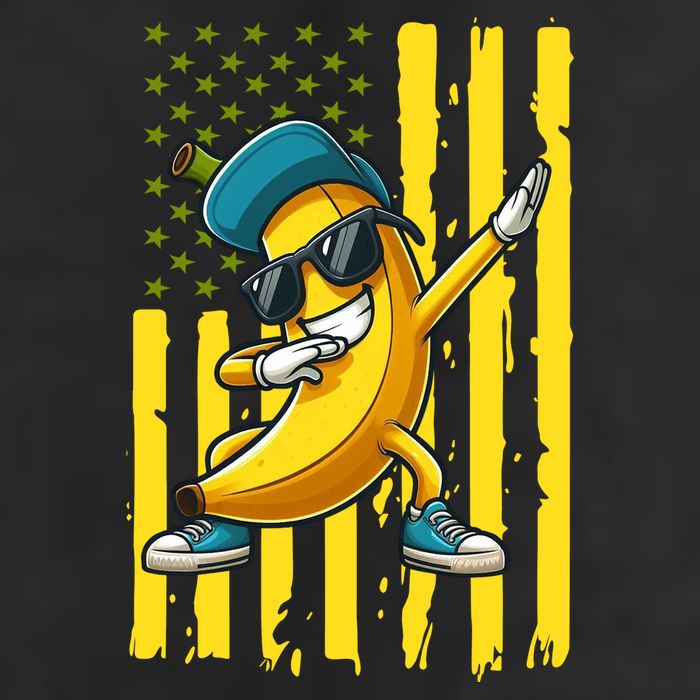 Banana Lover Retro American Flag Dabbing 7 Panel Mesh Trucker Snapback Hat