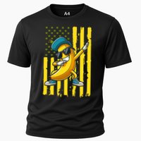 Banana Lover Retro American Flag Dabbing Cooling Performance Crew T-Shirt