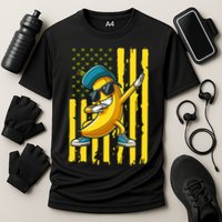 Banana Lover Retro American Flag Dabbing Cooling Performance Crew T-Shirt