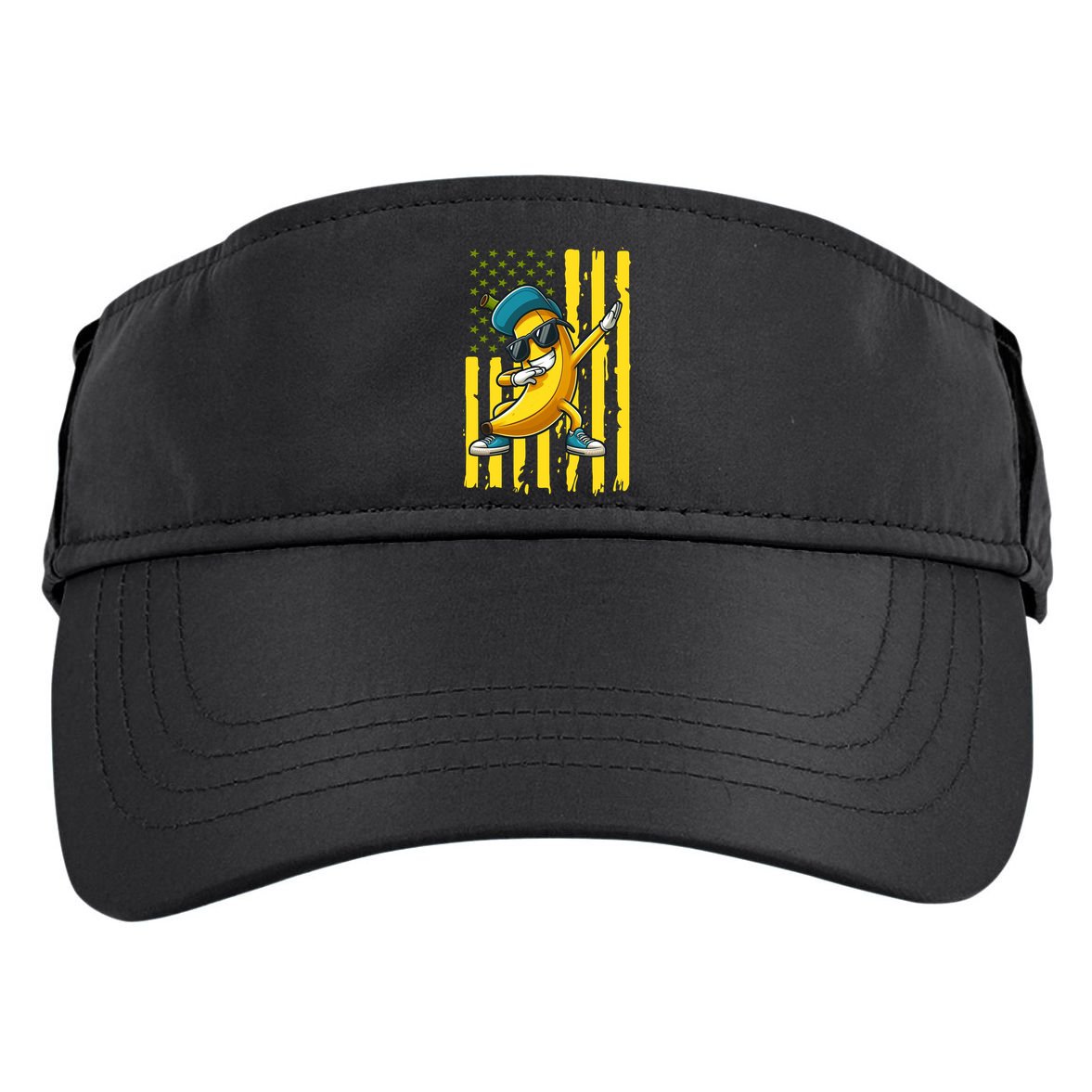 Banana Lover Retro American Flag Dabbing Adult Drive Performance Visor