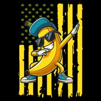 Banana Lover Retro American Flag Dabbing Flat Bill Trucker Hat