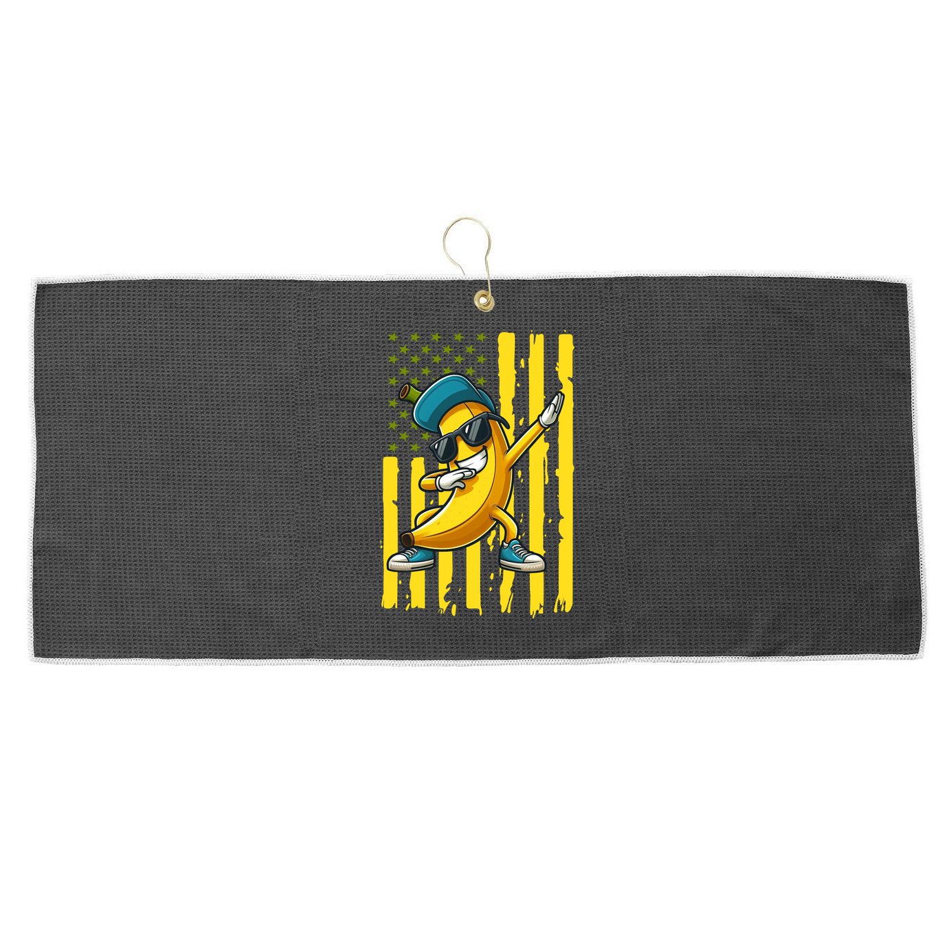 Banana Lover Retro American Flag Dabbing Large Microfiber Waffle Golf Towel