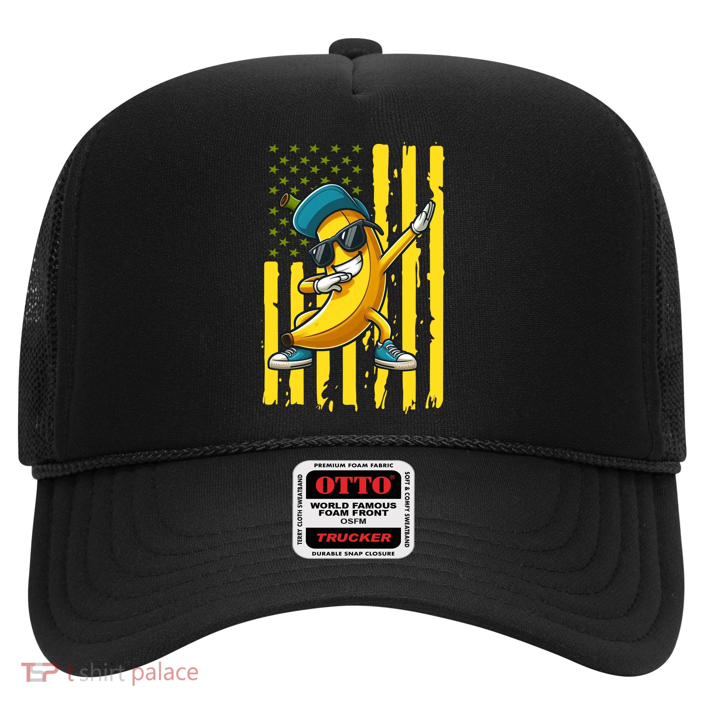 Banana Lover Retro American Flag Dabbing Trucker Hat