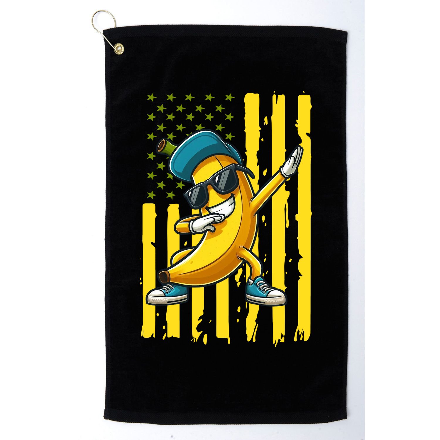 Banana Lover Retro American Flag Dabbing Golf Towel