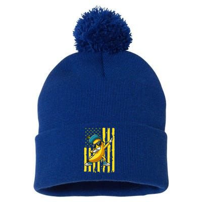 Banana Lover Retro American Flag Dabbing Pom Pom 12in Knit Beanie