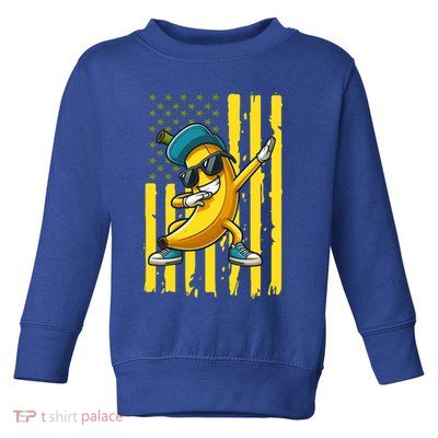 Banana Lover Retro American Flag Dabbing Toddler Sweatshirt