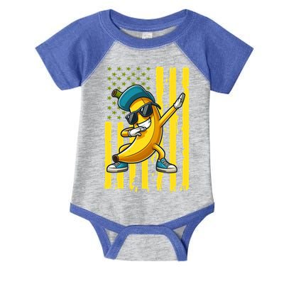 Banana Lover Retro American Flag Dabbing Infant Baby Jersey Bodysuit