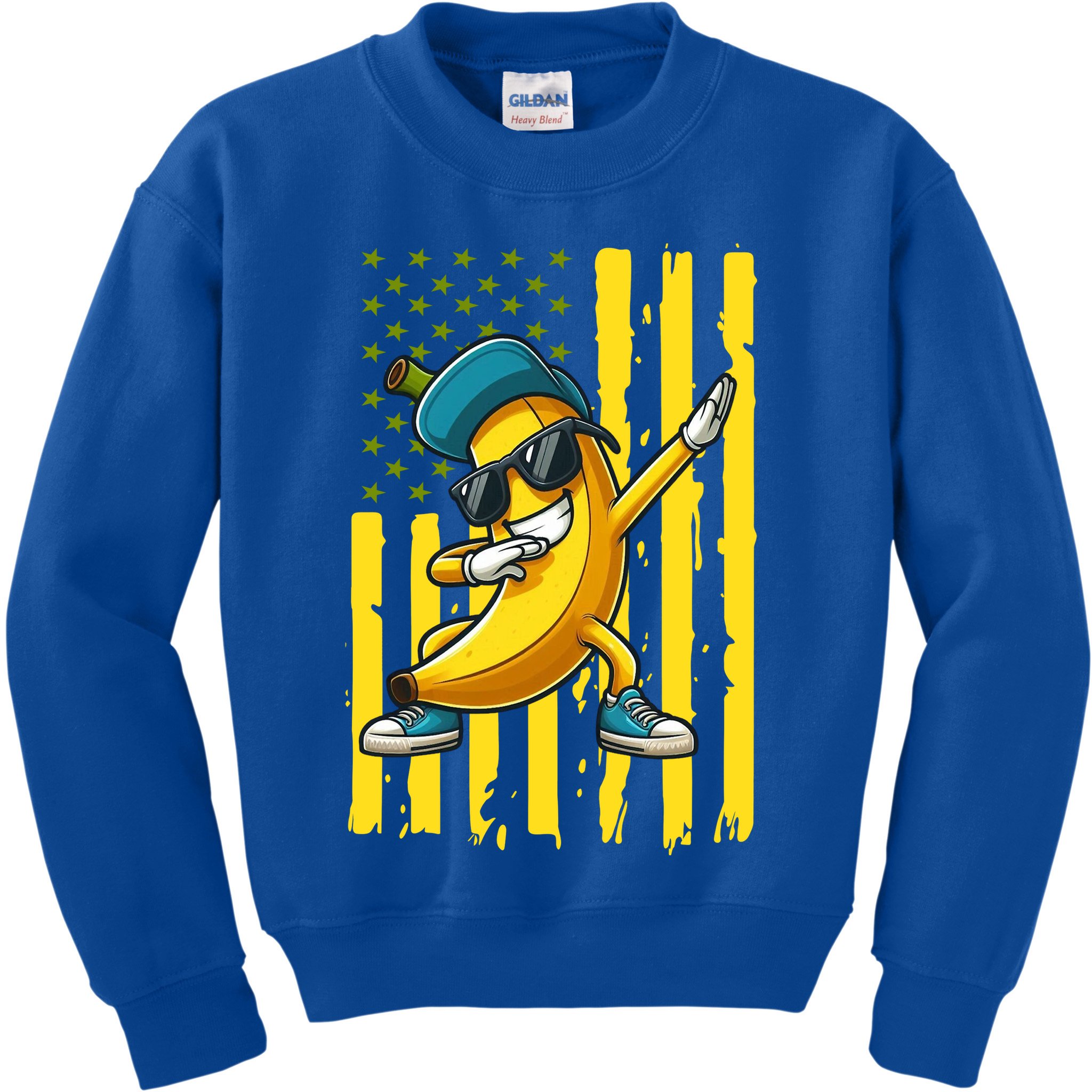 Banana Lover Retro American Flag Dabbing Kids Sweatshirt