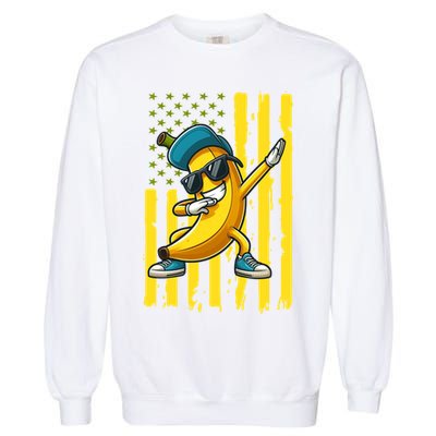 Banana Lover Retro American Flag Dabbing Garment-Dyed Sweatshirt
