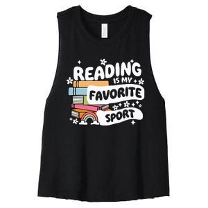 Books Lover Reading Is My Favorite Sport Bookworm Book Women's Racerback Cropped Tank