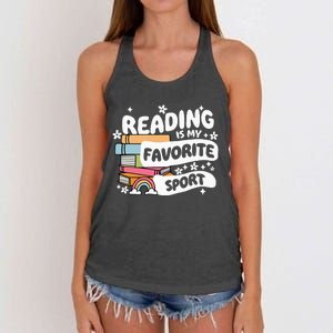 Books Lover Reading Is My Favorite Sport Bookworm Book Women's Knotted Racerback Tank